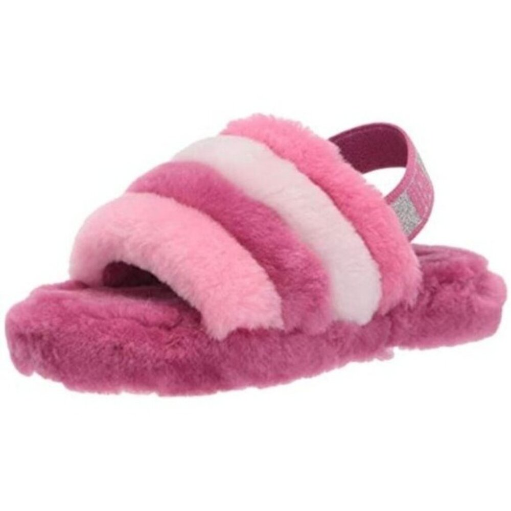UGG K Fluff Pink Slide Slippers 6